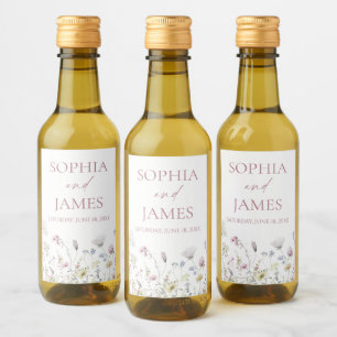 Elegant Wildflower Floral Flowers Wedding Wine Label