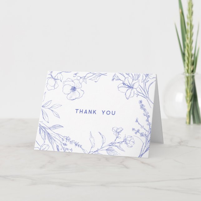 Elegant Wildflower Floral Folded Thank You Card (Front)