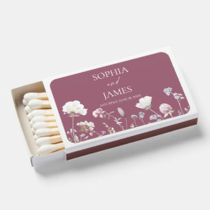 Elegant Wildflower Floral Frame Wedding Matchboxes