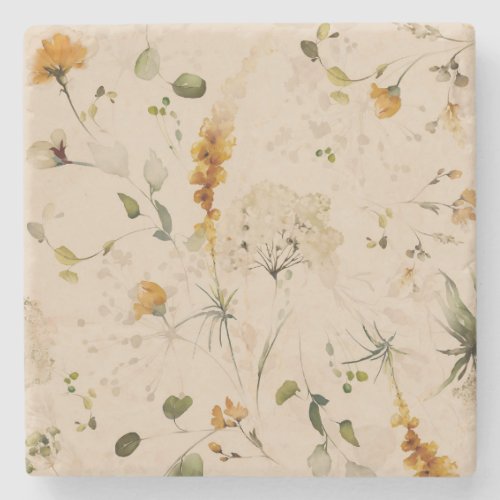 Elegant Wildflower Floral Garden Throw Pillow Stone Coaster