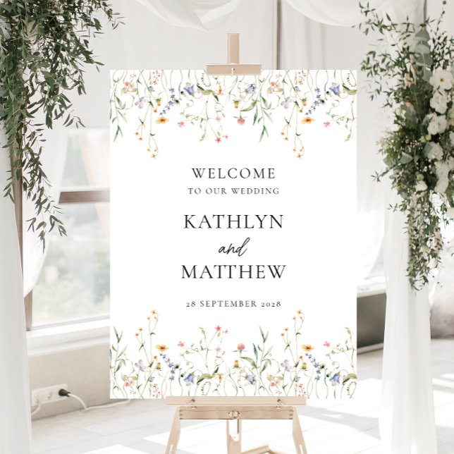 Elegant Wildflower Floral Garden Wedding Welcome Foam Board (Creator Uploaded)