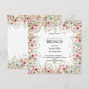 Elegant wildflower floral graduation brunch invitation