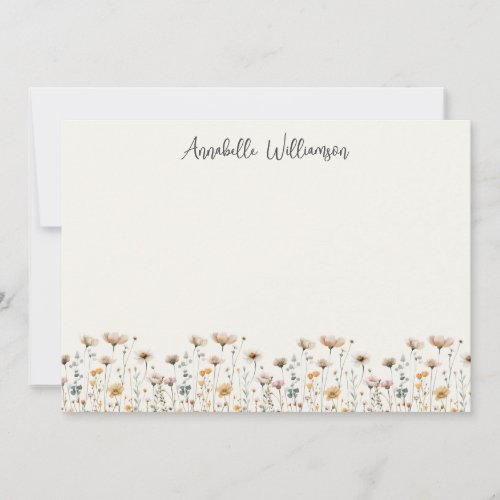 Elegant Wildflower Floral Monogram Note Card