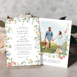 Elegant Wildflower Floral Photo Wedding Invitation