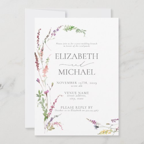 Elegant Wildflower Floral Post Wedding Brunch Invitation