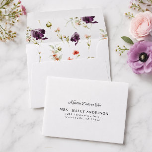 Elegant Wildflower Floral RSVP Return Address Envelope