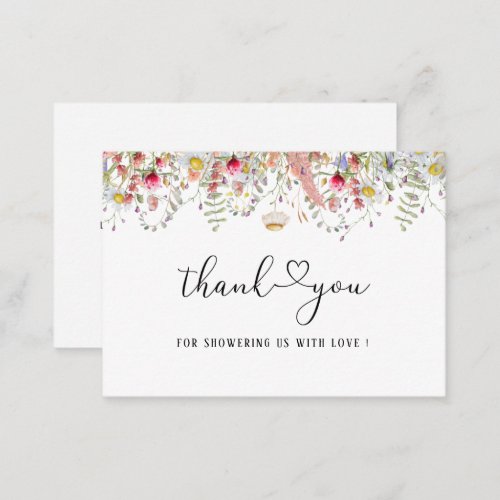 Elegant Wildflower floral thank you note card