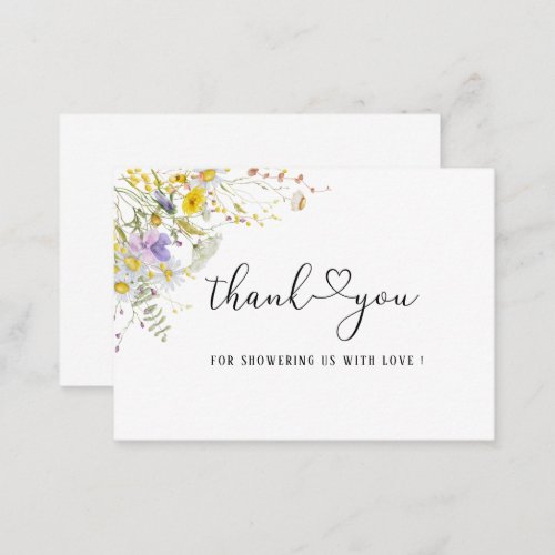 Elegant Wildflower floral thank you note card