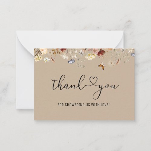 Elegant Wildflower floral thank you note card 