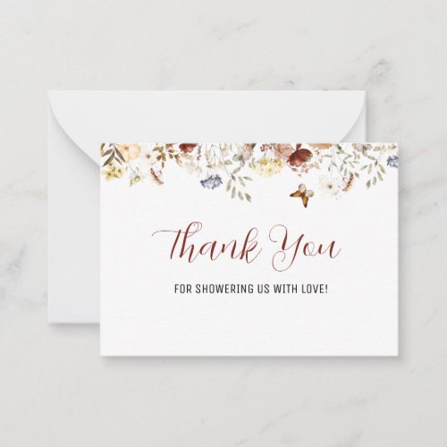 Elegant Wildflower floral thank you note card 