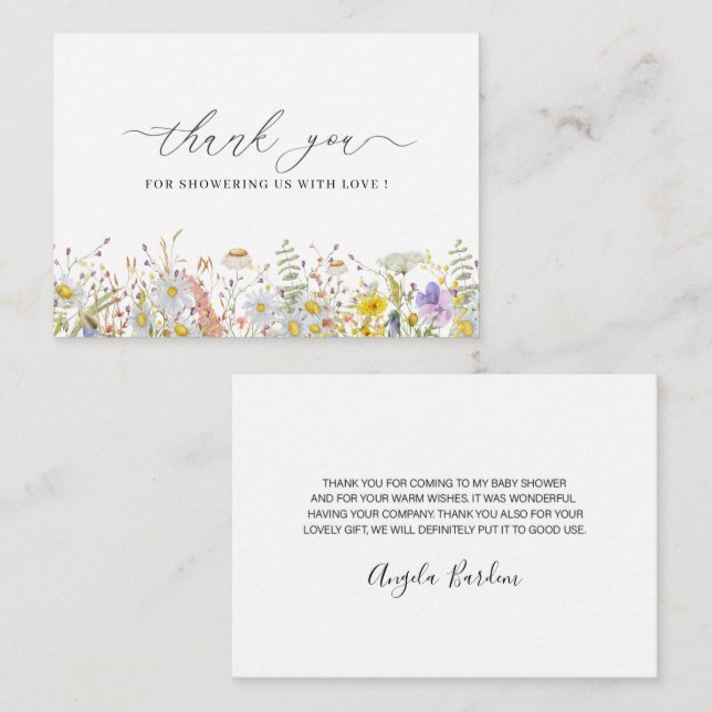 Elegant Wildflower floral thank you Note Card (Front/Back)