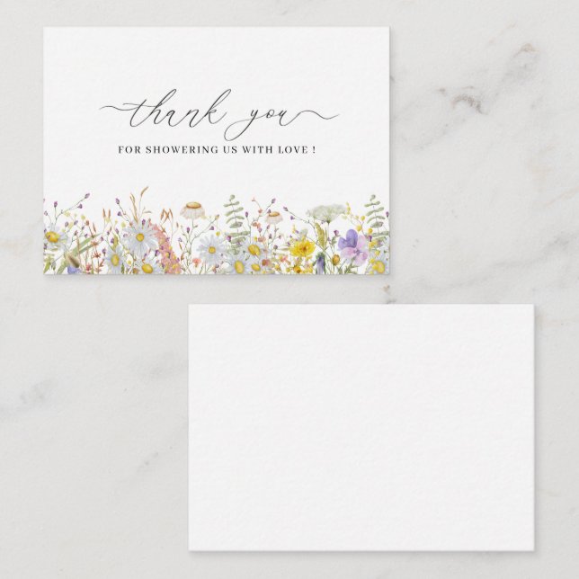 Elegant Wildflower floral thank you note card (Front/Back)