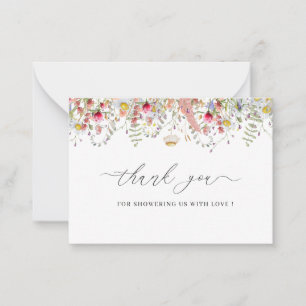 Elegant Wildflower floral thank you note card