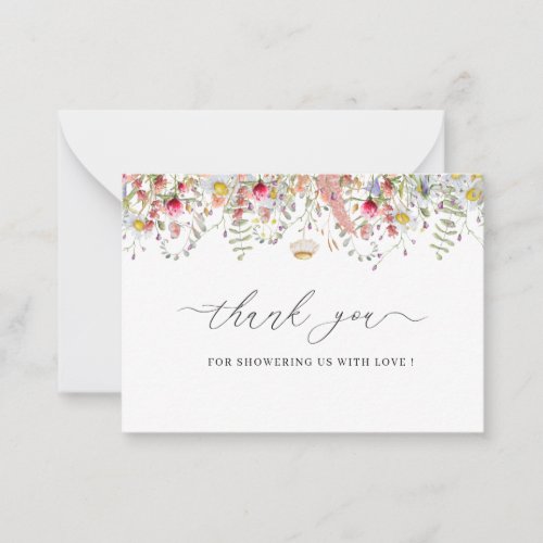 Elegant Wildflower floral thank you note card