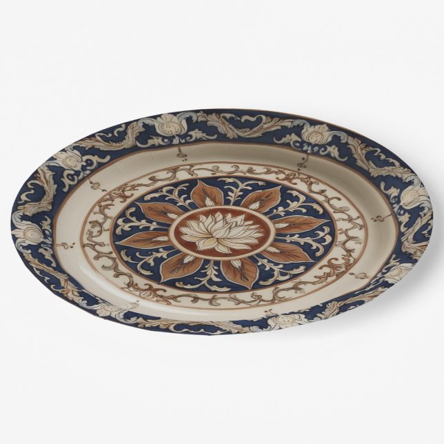 Elegant wildflower Floral Victorian Ceramic Weddin Paper Plates (Angled)