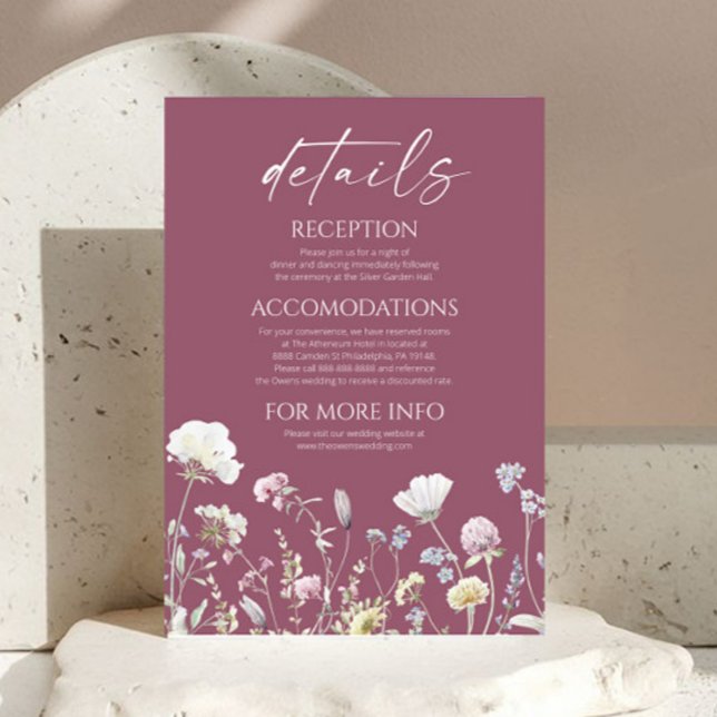 Elegant Wildflower Floral Wedding Details Enclosure Card (Creator Uploaded)