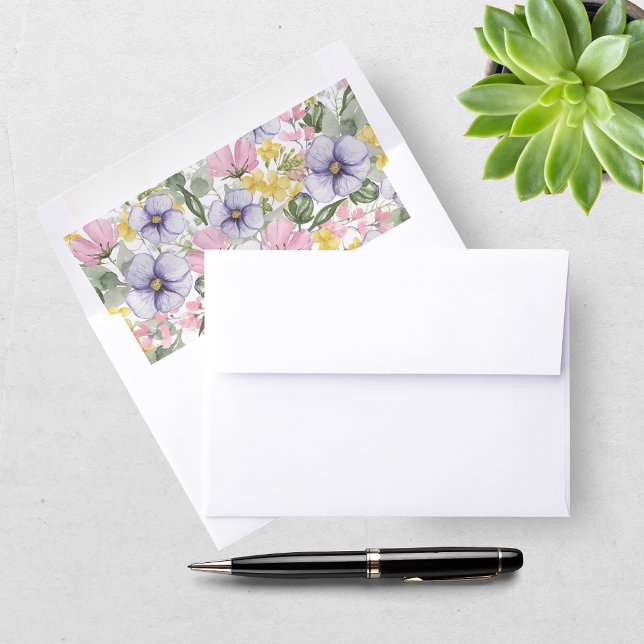 Elegant Wildflower Floral Wedding Envelope Liner (Creator Uploaded)