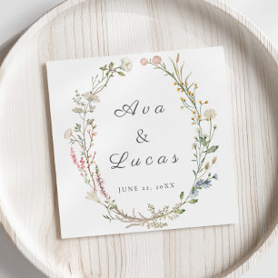 Elegant Wildflower Floral Wedding Garden Greenery Napkins