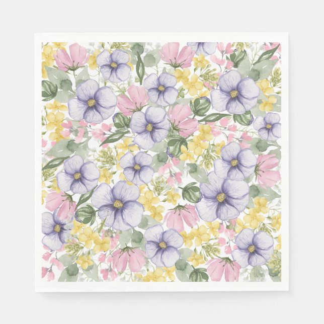 Elegant Wildflower Floral Wedding Napkins (Front)