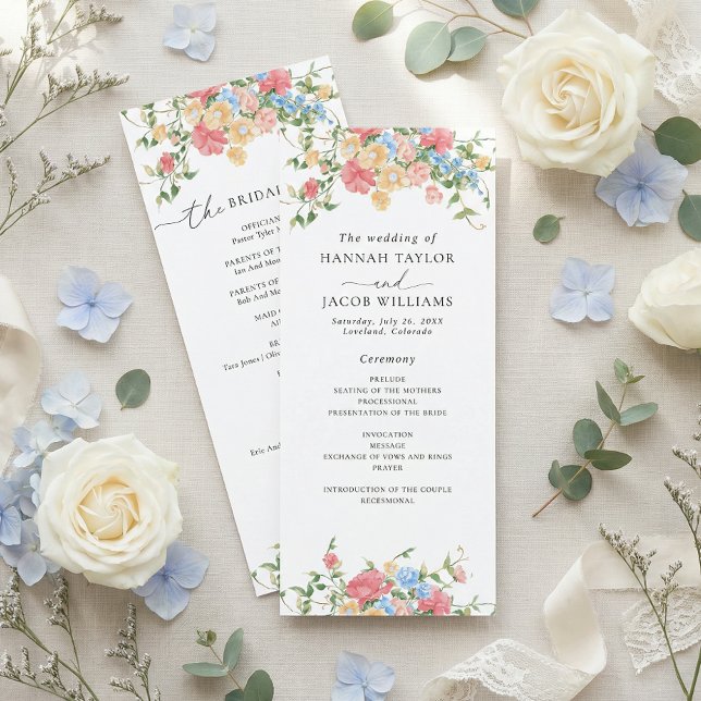 Elegant Wildflower Floral Wedding Program (Creator Uploaded)
