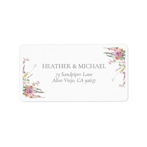 Elegant Wildflower Floral Wedding Return Address Label