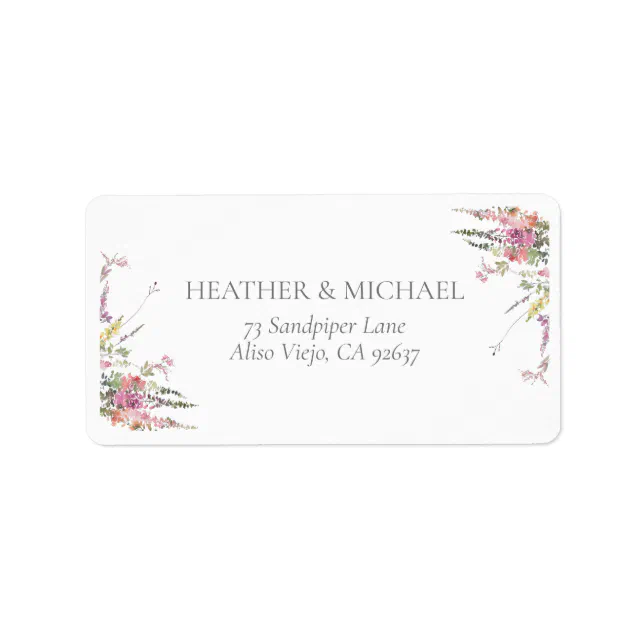Elegant Wildflower Floral Wedding Return Address Label | Zazzle