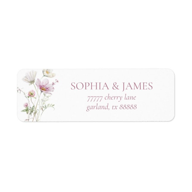 Elegant Wildflower Floral Wedding Return Address Label (Front)