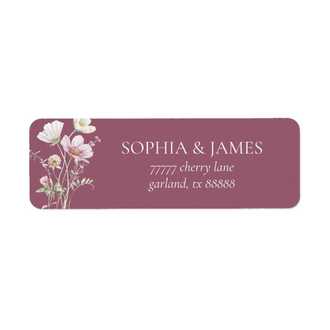 Elegant Wildflower Floral Wedding Return Address Label (Front)