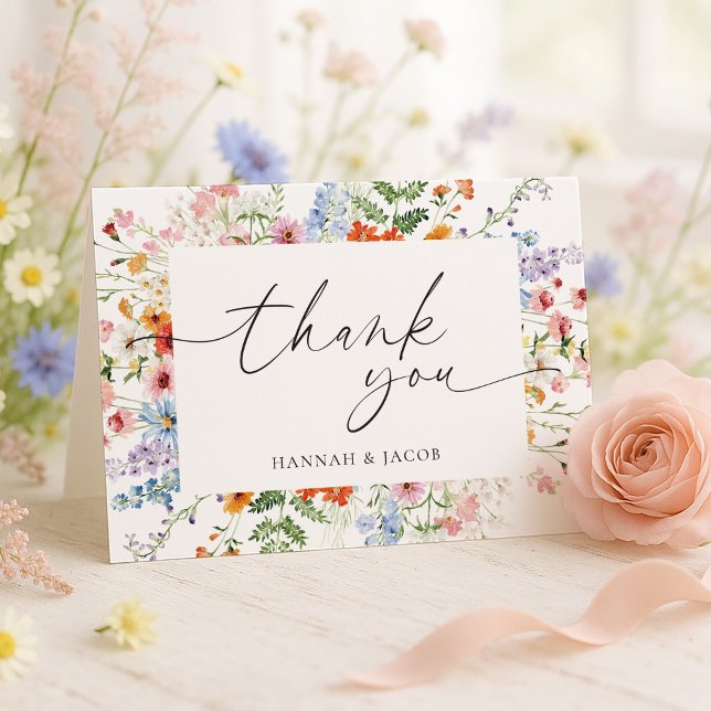 Elegant Wildflower Floral Wedding Thank You Card (Creator Uploaded)