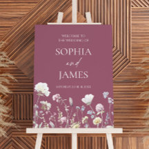 Elegant Wildflower Floral Wedding Welcome Sign