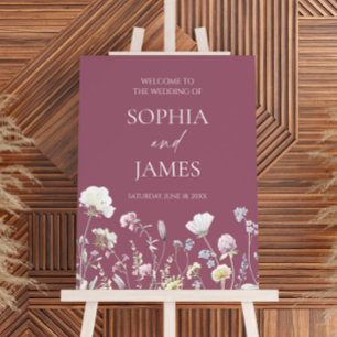Elegant Wildflower Floral Wedding Welcome Sign