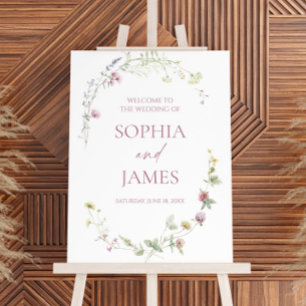 Elegant Wildflower Floral Wedding Welcome Sign