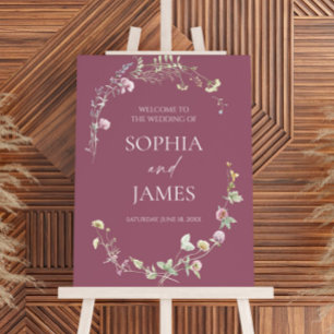 Elegant Wildflower Floral Wedding Welcome Sign