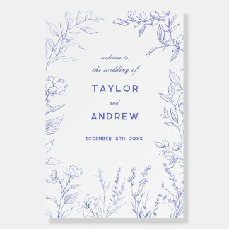Elegant Wildflower Floral Wedding Welcome Sign