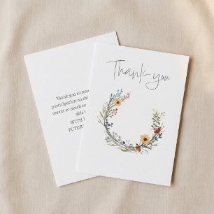 Elegant wildflower floral wreath bridal shower thank you card