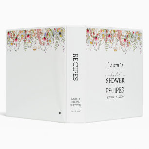 Elegant Wildflower Florall Bridal Shower  3 Ring Binder