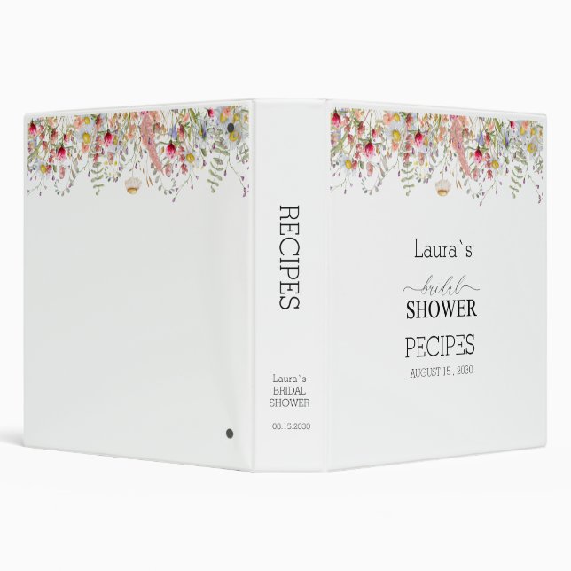 Elegant Wildflower Florall Bridal Shower  3 Ring Binder (Background)