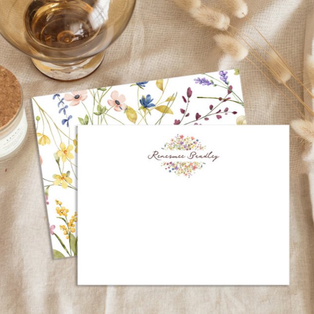 Elegant Wildflower Frame Border  Note Card (Creator Uploaded)