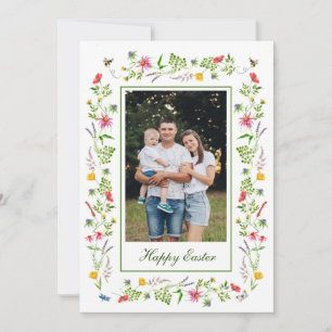 Elegant wildflower frame Easter greetings card