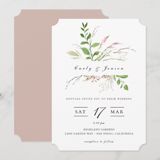 Elegant Wildflower Frame Wedding Invitation (Front/Back)
