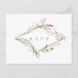Elegant Wildflower Frame Wedding RSVP Song Request Invitation Postcard