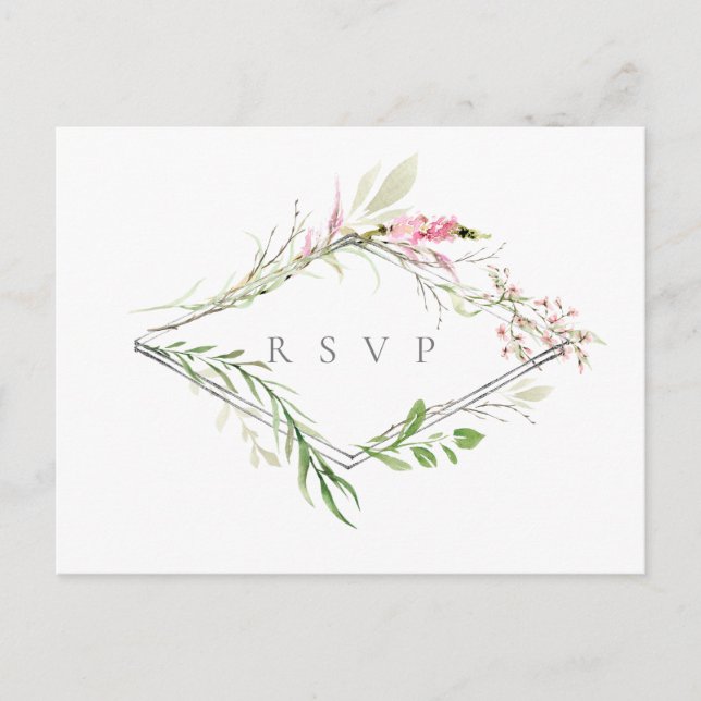 Elegant Wildflower Frame Wedding RSVP Song Request Invitation Postcard (Front)