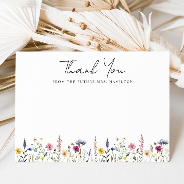 Elegant Wildflower Future Mrs. Bridal Shower Thank You Card (Creator Uploaded)