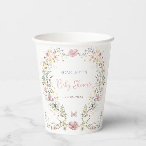 Elegant Wildflower Garden Baby Shower Favors Paper Cups