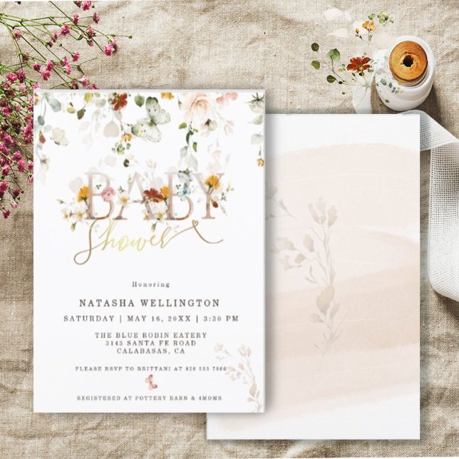 Elegant Wildflower Garden Baby Shower Invitation