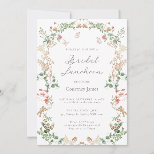 Elegant Wildflower Garden Bridal Luncheon Invitation
