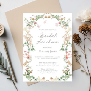 Elegant Wildflower Garden Bridal Luncheon Invitation