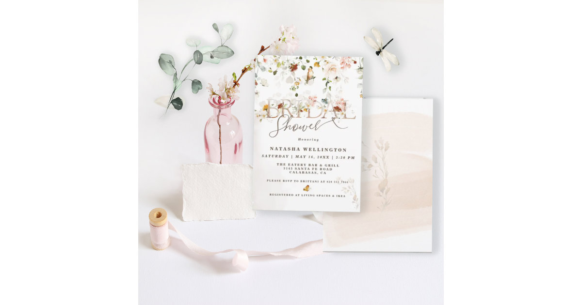 Elegant Wildflower Garden Bridal Shower Invitation Zazzle