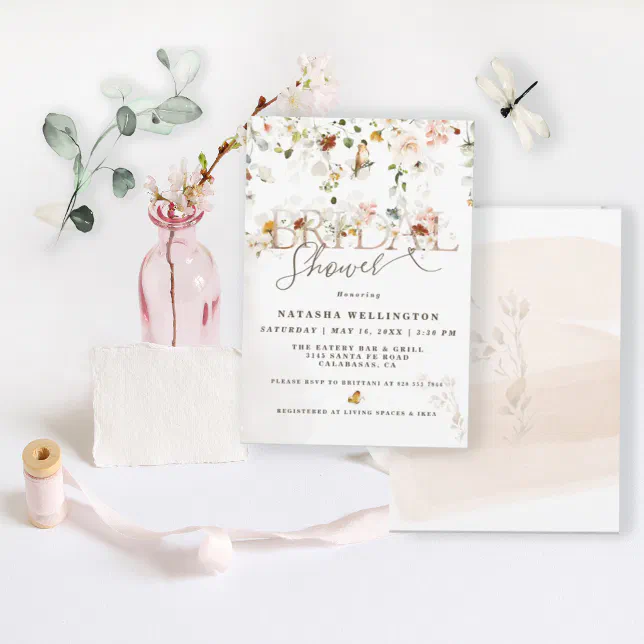 Elegant Wildflower Garden Bridal Shower Invitation Zazzle