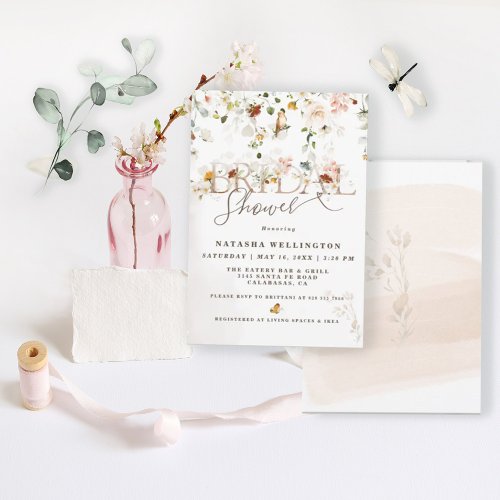 Elegant Wildflower Garden Bridal Shower Invitation